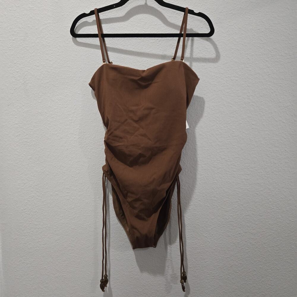 Ochre Lane Swimsuit US 10 AU 14 Brown One Piece Ruched Side Tie
